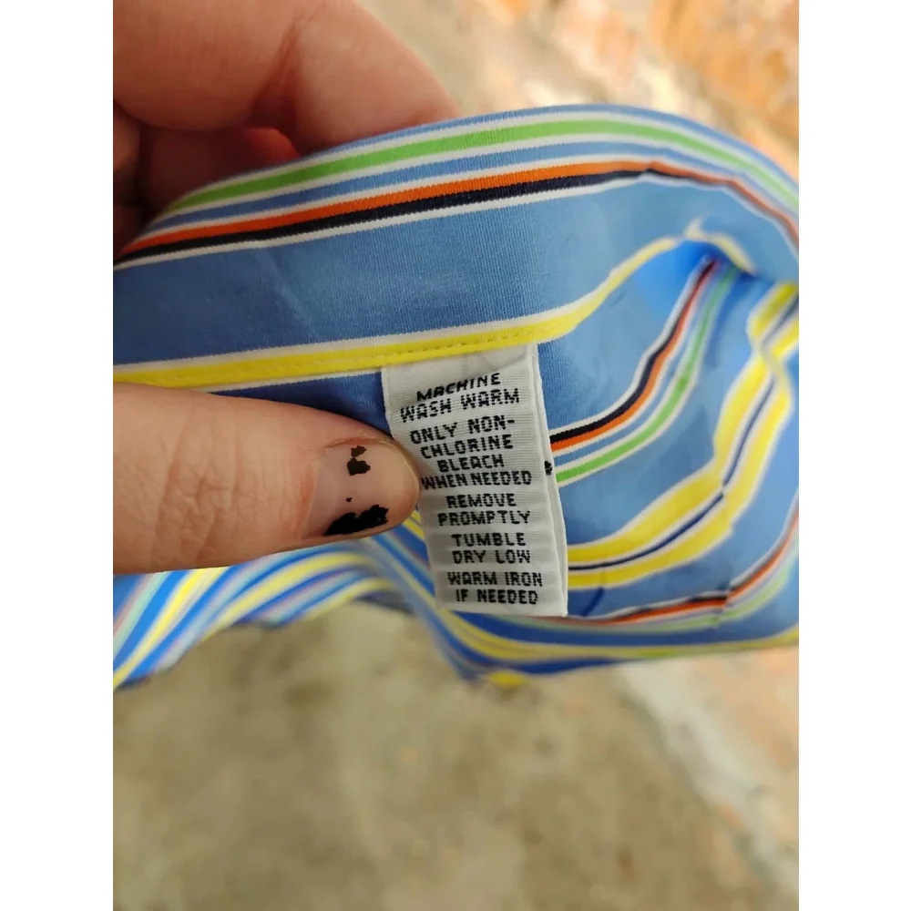 Polo Ralph Lauren Shirt Button Down Mens XXL Vintage Vivid Blue‎ Yellow Colors